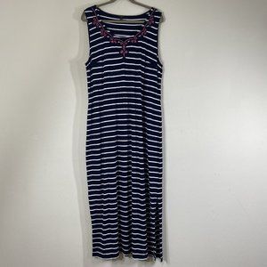 Talbots Women’s Sleeveless Maxi Dress Size XL Petite Nautical Navy Striped